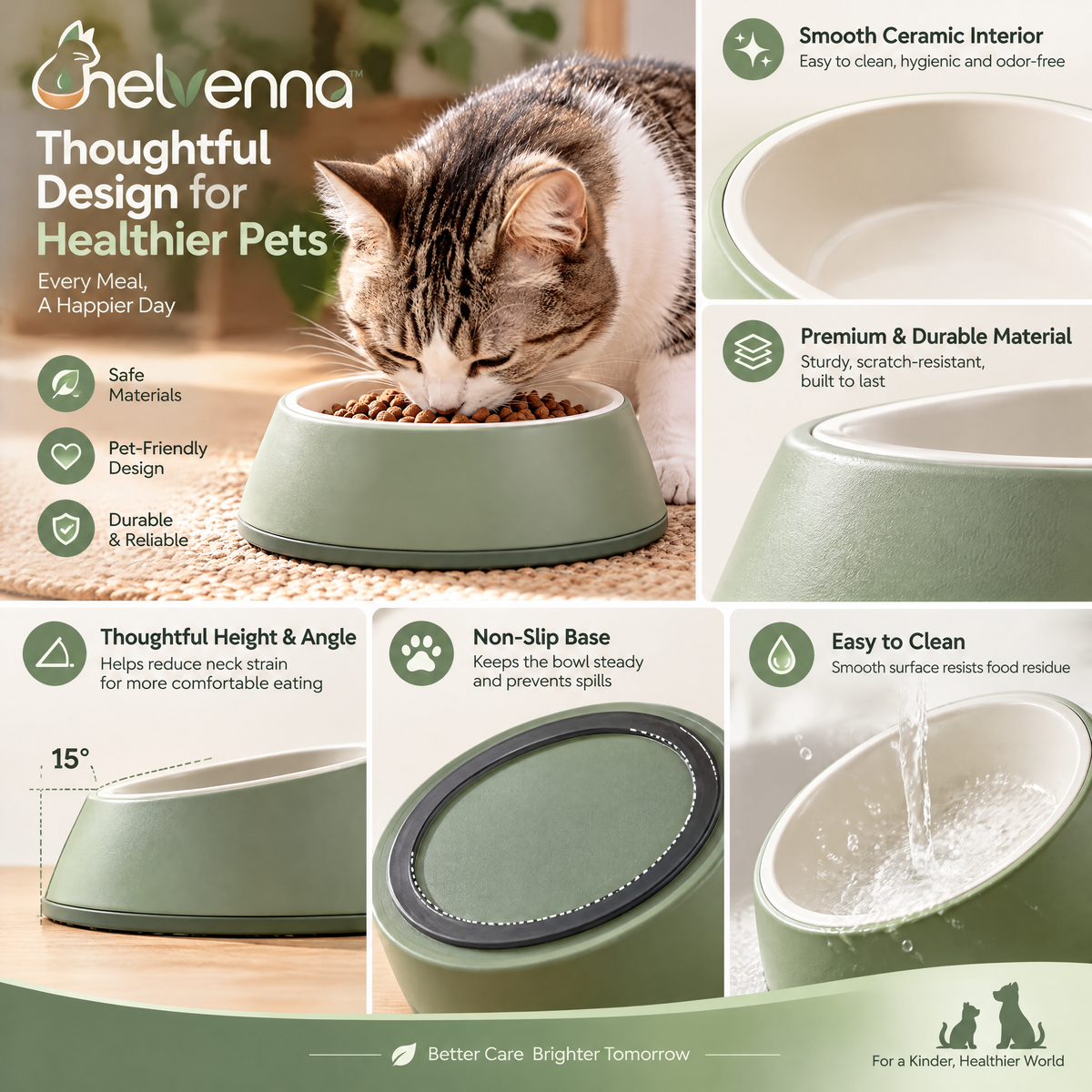 helvenna™ Non-Slip Cat Food Bowl
