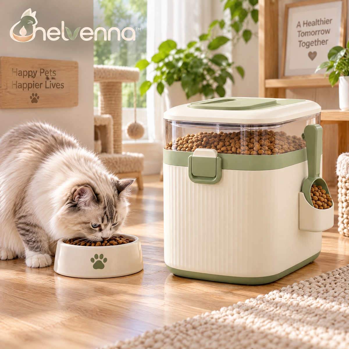 helvenna™ Rolling Cat Food Storage Bin