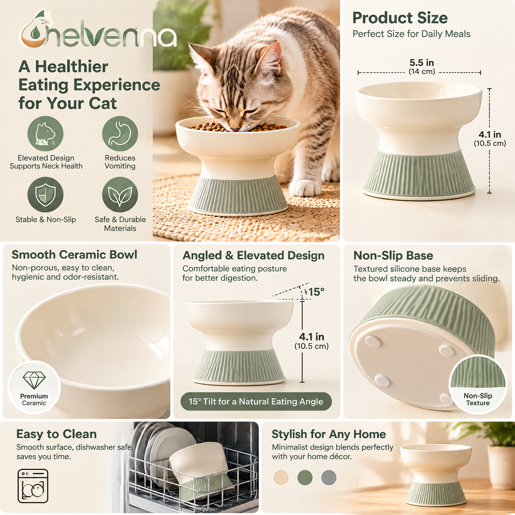 helvenna™ Elevated Cat Food Bowl