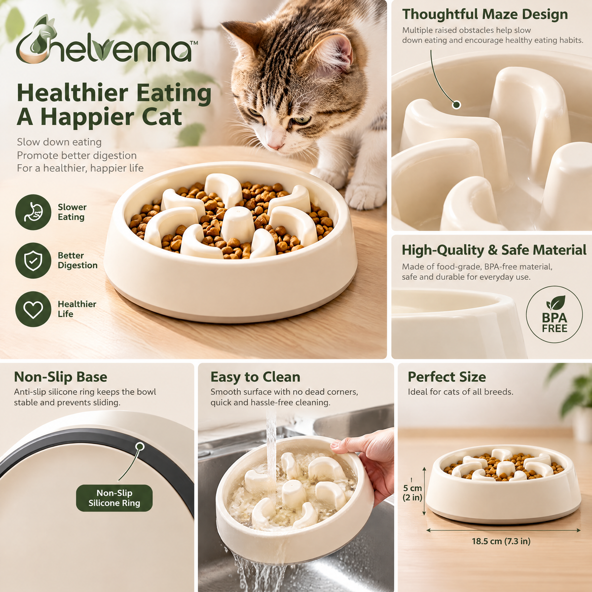 helvenna™ Slow Feeder Cat Bowl