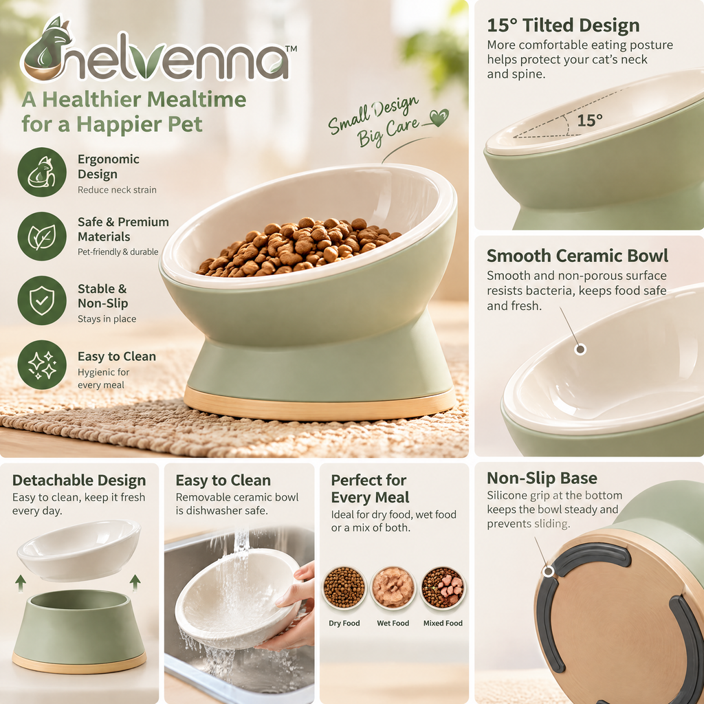 helvenna™ Tilted Cat Food Bowl